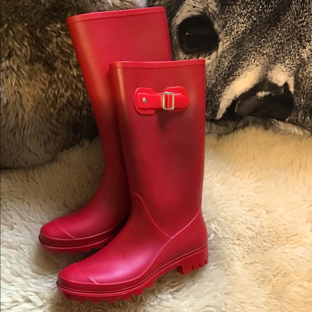 Red rain boots